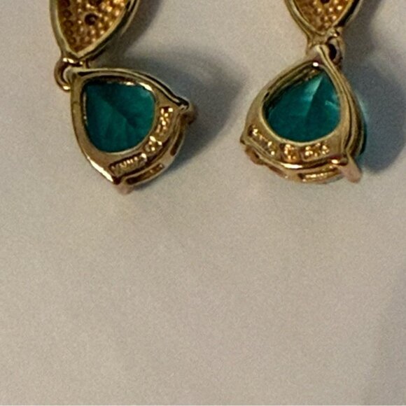 ROSS-SIMONS EARRINGS BLUE TOPAZ PEAR DROP PIERCED GOLD VERMEIL 925 STERLING - Picture 8 of 8
